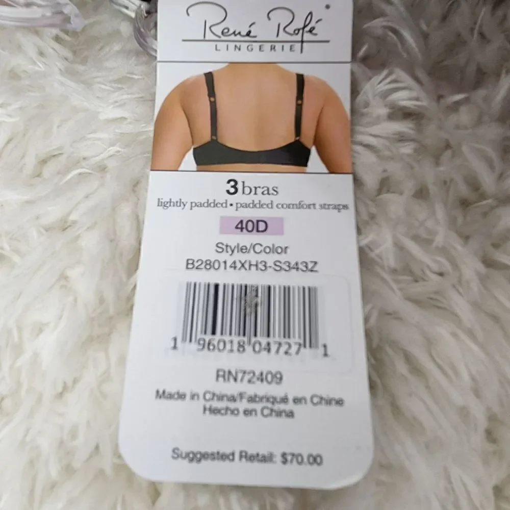 Rene Rofe 40D Multicoler Animal print lighly padded 3 pack Lined Sexy Bra